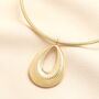 Stainless Steel Oval Pendant Choker Necklace In Gold Plating, thumbnail 1 of 3