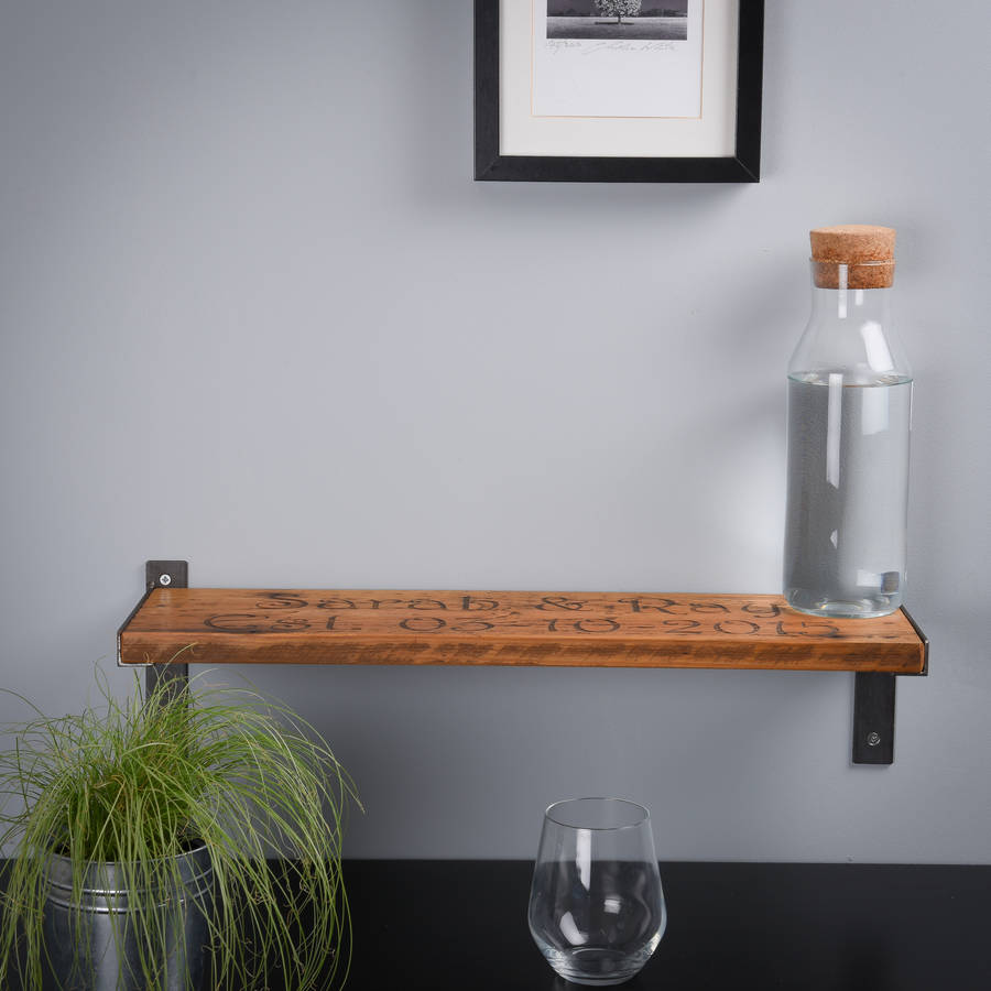 Personalised Industrial Style Wooden Shelf By EdgeInspired