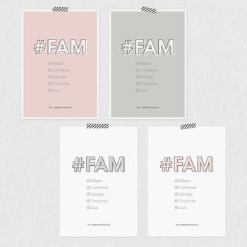 #Fam Modern Family Personalised Print With Names, 2 of 5