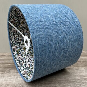 Lusk Blue Tweed Berry Lined Lampshades, 6 of 9