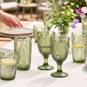 Botanical Green Fern Leaf Glassware, 3 of 8