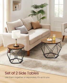 Set Of Two Coffee Tables Removable Tabletop Steel Frame, 3 of 12