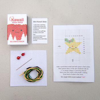 Kawaii Christmas Star Mini Cross Stitch Kit, 3 of 12
