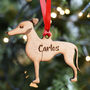 Personalised Greyhound Dog Wooden Tree Decoration, thumbnail 1 of 5