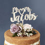 Mr And Mr Heart Surname Wooden Cake Topper, thumbnail 2 of 4