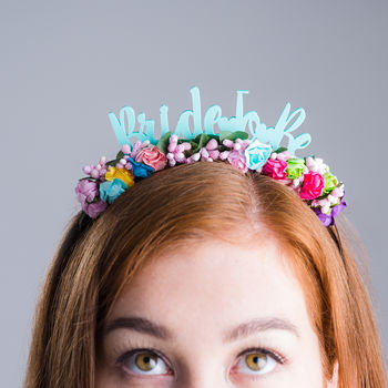 'Bride To Be' Colourful Floral Bridal Headband, 4 of 6
