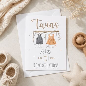 Personalised Twins Congratulations Card, 4 of 7