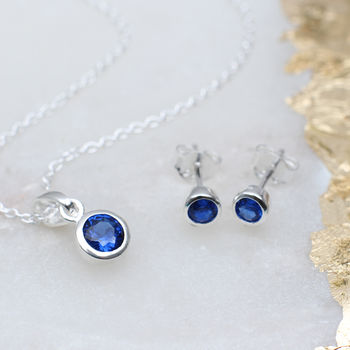 Sterling Silver Birthstone Necklace And Earring Set, 3 of 12