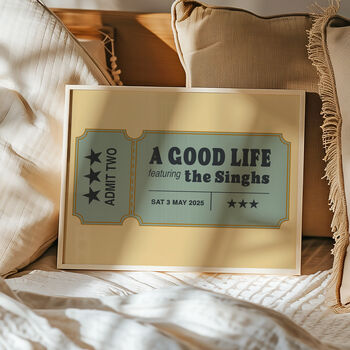 Ticket To A Good Life Personalised Wedding Gift Print, 2 of 10