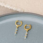 Linear Huggie Aquamarine March Birthstone Earrings, thumbnail 3 of 7