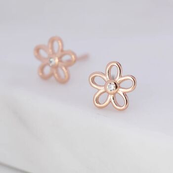 Sterling Silver Tiny Forget Me Not Flower Earrings, 4 of 12