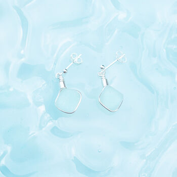 Cornish Sea Glass Stud Earrings Aqua, 4 of 5