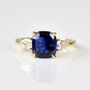 Sri Lankan Blue Sapphire Trilogy Engagement Ring, thumbnail 1 of 4