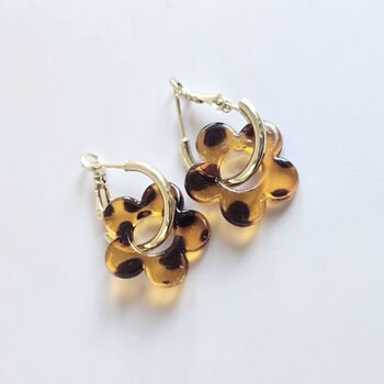 Tortoiseshell Flower Hoop Earrings, 5 of 6
