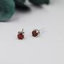 Sterling Silver Genuine Garnet Stud Earrings, thumbnail 4 of 11