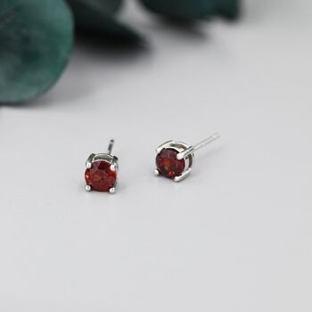 Sterling Silver Genuine Garnet Stud Earrings, 4 of 11