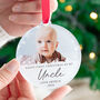 First Christmas As My Uncle, Personalised Photo Bauble, thumbnail 1 of 5