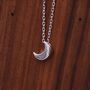 Sterling Silver Tiny Crescent Moon Pendant Necklace, thumbnail 7 of 11