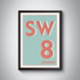 Sw8 Battersea, Stockwell, London Postcode Print, thumbnail 6 of 8