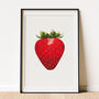 Strawberry Gold Leaf Watercolour Print, thumbnail 1 of 8