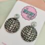 Disco Ball Glitter Statement Earrings / Sparkly Mirror Ball Gift / Festival Statement Jewellery / New Year's Eve Jewellery, thumbnail 3 of 6