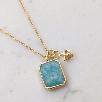 The Duo Amazonite Necklace, Gold Plated, 4 of 10