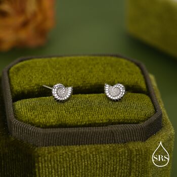 Sterling Silver Ammonite Shell Stud Earrings, 5 of 12