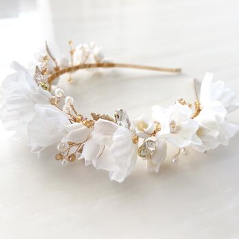 White Floral Bridal Crown, 3 of 6