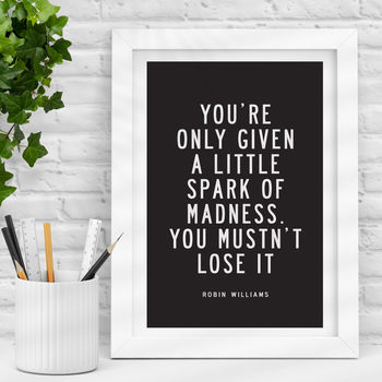 'A Little Spark' Robin Williams Quote Typography Print, 4 of 5