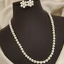 White Round Pearl Bridesmaid Statement Necklace And Earring Set, thumbnail 6 of 6