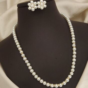 White Round Pearl Bridesmaid Statement Necklace And Earring Set, 6 of 6