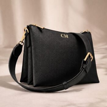 Personalised Embossed Saffiano Leather Trio Cross Body Bag, 7 of 7