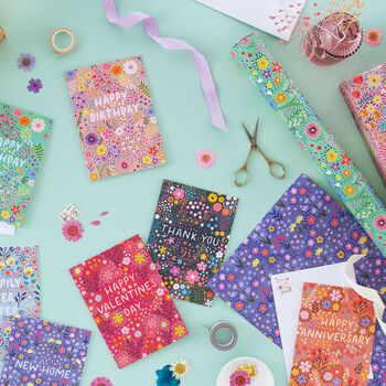 Floral Birthday Card For Women, Light Blue Flowers, For Her, 5 of 5