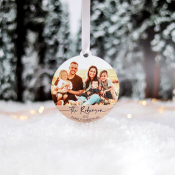 Personalised Wooden Family Portrait Christmas Bauble, 8 of 9