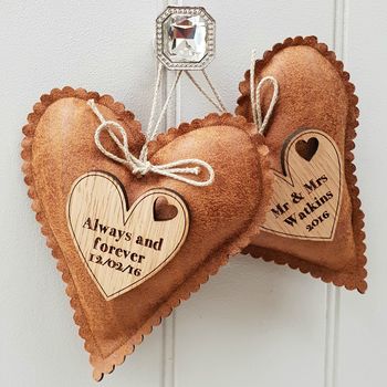 3rd Wedding Anniversary Leather Heart With Oak Message, 3 of 10