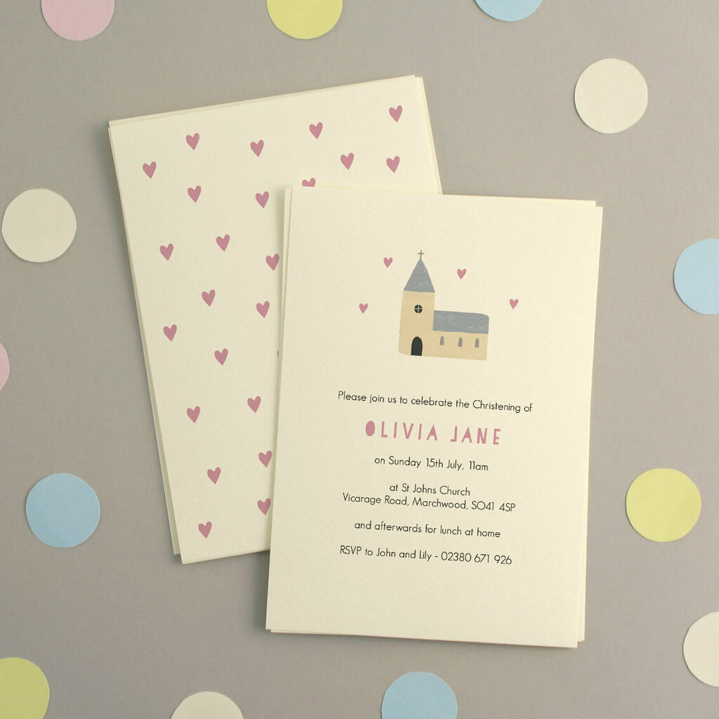 Personalised Pink Christening Invitations, 1 of 3