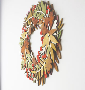 Autumn Leaf Hand Painted Multi Layered Wreath, Seasonal Wreath, 2 of 6