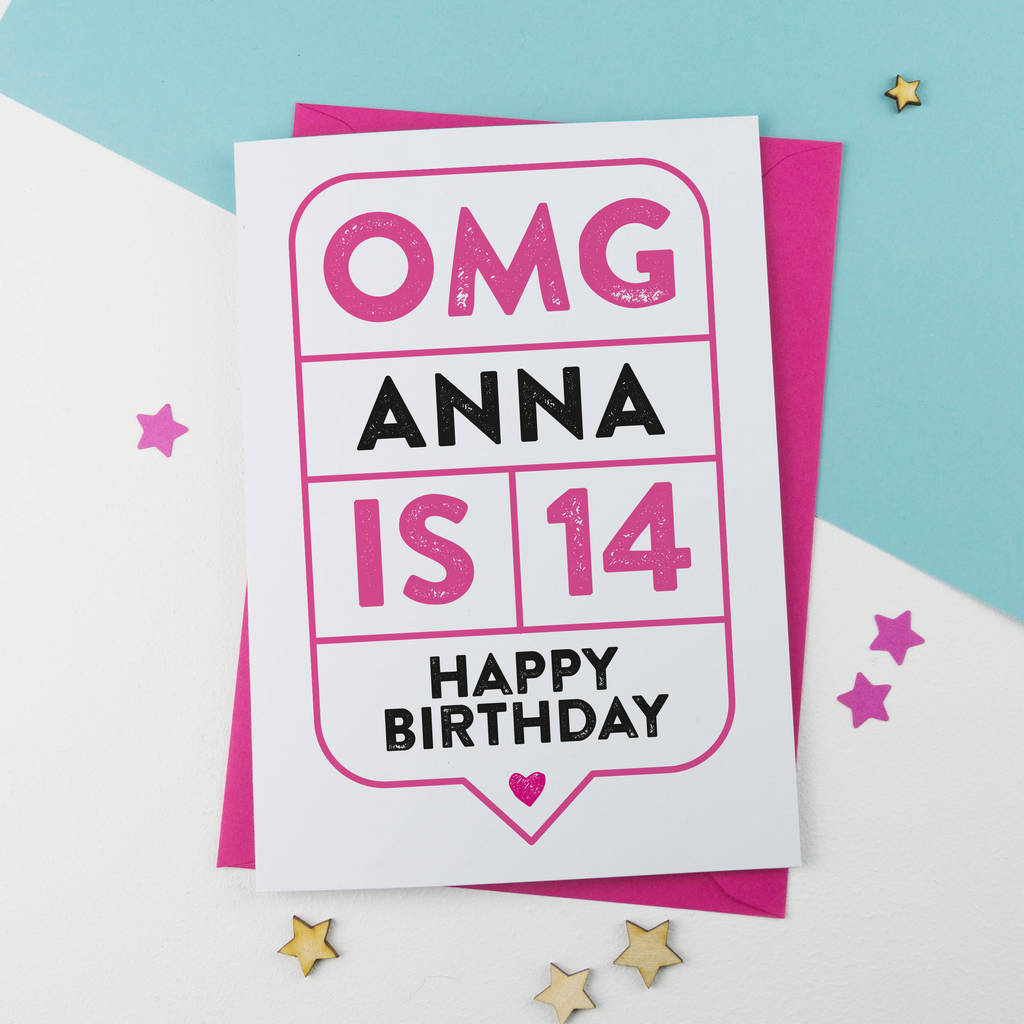 Omg 14th Birthday Card Personalised By A Is For Alphabet 