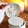Personalised Round Natural Linen Jewellery Case, thumbnail 6 of 9