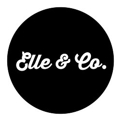 A black circle logo, with the words Elle&Co in a curvasive font are in white