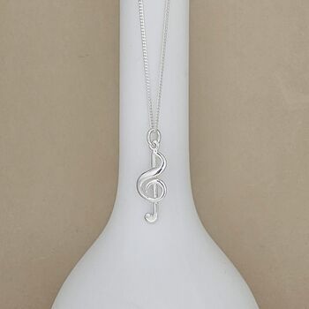 Personalised Sterling Silver Treble Clef Charm Necklace, 3 of 5
