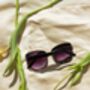 Black Thin Frame Butterfly Cat Eye Sunglasses, thumbnail 2 of 7