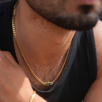 Silver Opal Gemstone Cuban Necklace Chain For Men, 8 of 12