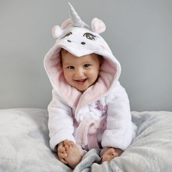 Personalised Soft Baby Unicorn Dressing Gown, 2 of 8