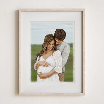 Engagement Gift Custom Couple Portrait Painting Hand Drawn From Photo, 5 of 11