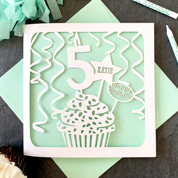 Personalised Cupcake 5th Birthday Card, 2 of 4