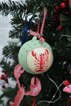 Ceramic Bauble With Hand Painted Lobster, 7 of 7