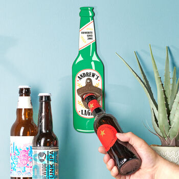 Personalised Wall Mounted Favourite Beer Bottle Opener, 2 of 4