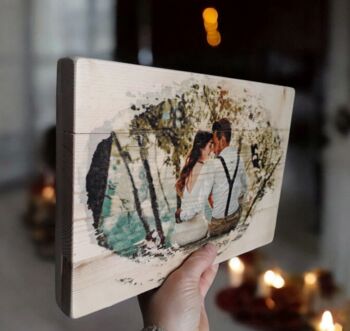 Custom Wooden Photo, Anniversary Gift, Whitewash Style, 3 of 7