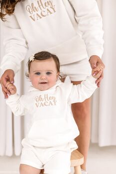 Ladies' Oh Hey Vacay Embroidered Holiday Matching Mini Me Hoodie Jumper, 5 of 8